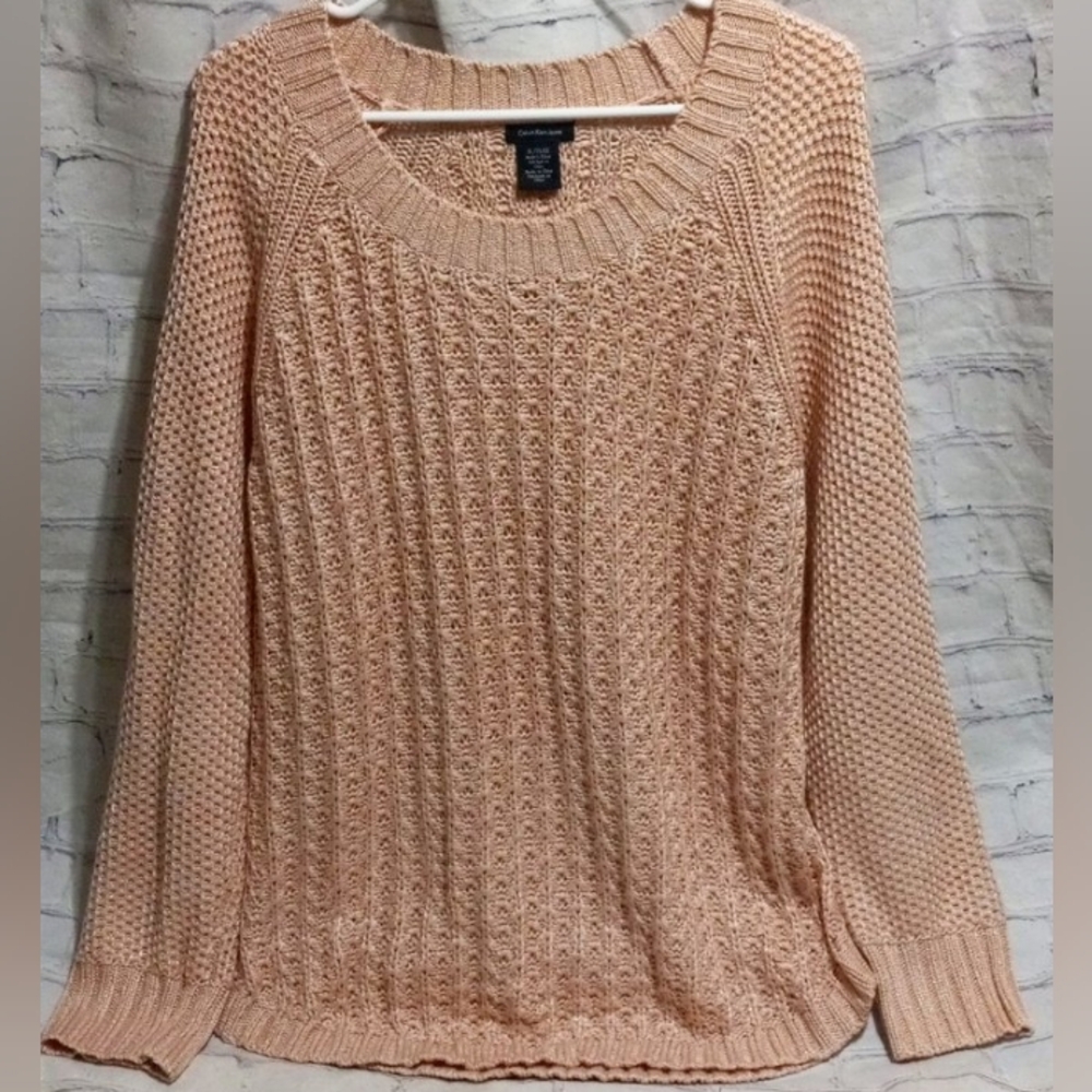Ladies XL Calvin Klein Jeans Dusty Rose Long Sleeve Crew Neck Sweater